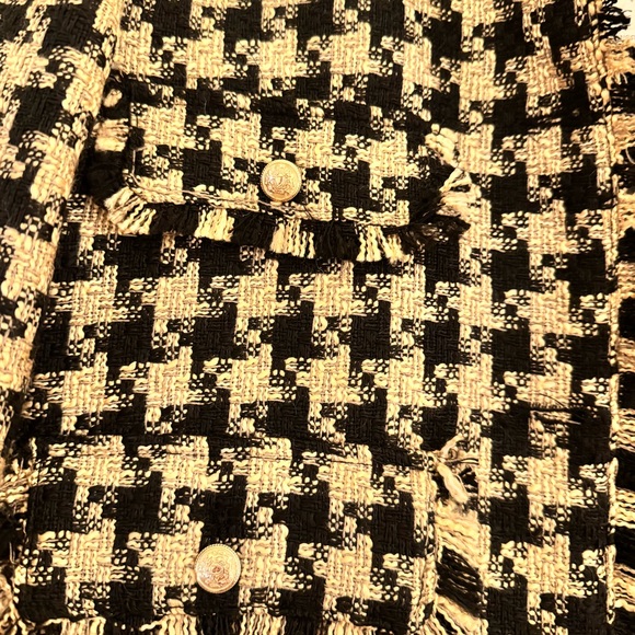 NWT Mango Pocket Tweed Houndstooth Cropped Blazer - Picture 4 of 5